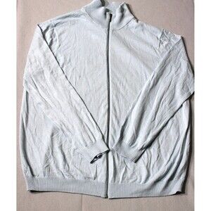 WoolOvers XXL Light Blue Full Zip Sweater 90% Cotton 10% Cashmere Soft Knit